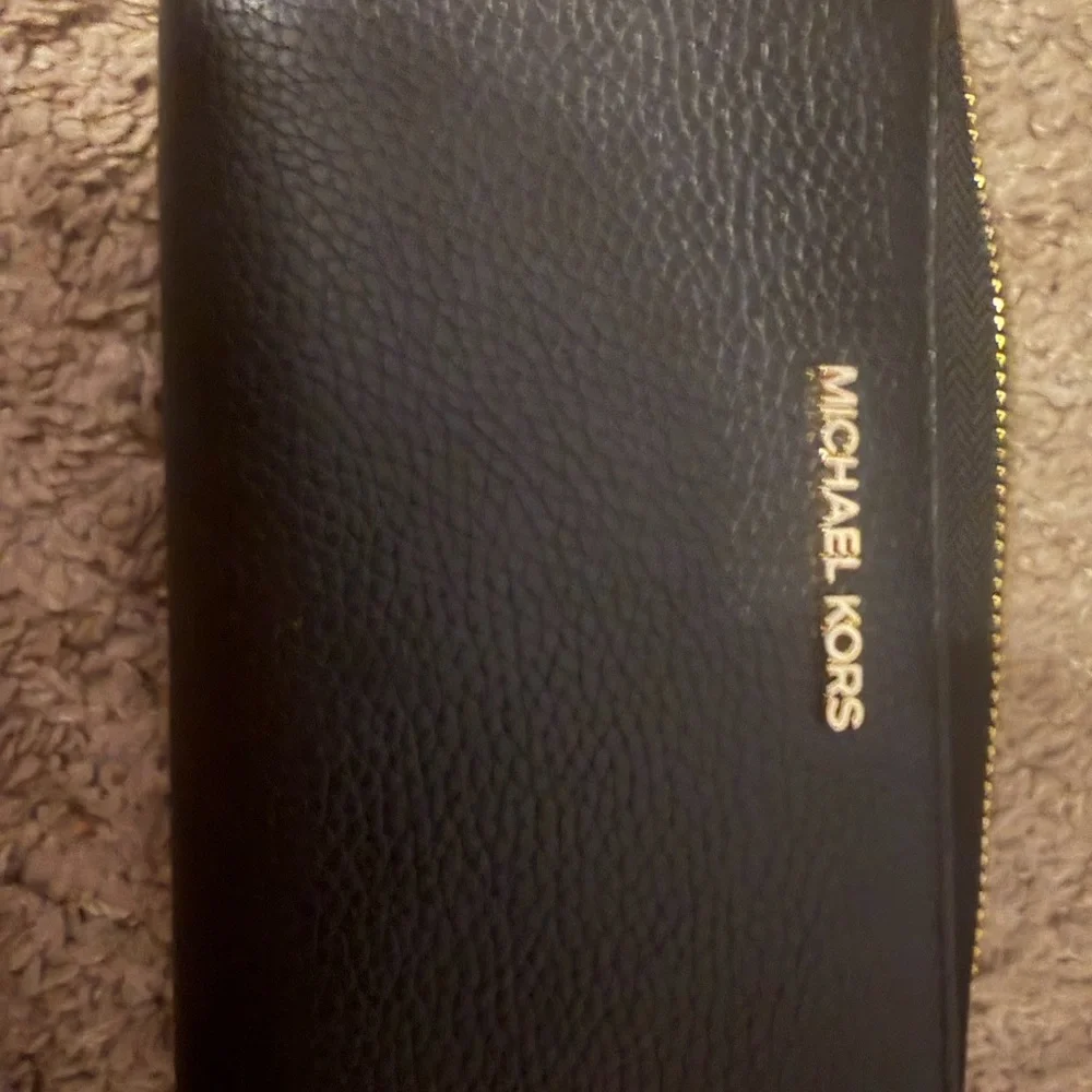 Michael Kors Black Leather Wallet with Gold Accents - Picture 4 of 4